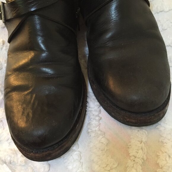 Frye Women’s Veronica Strappy Black Leather Moto Boot Size US 7.5 - Picture 16 of 16